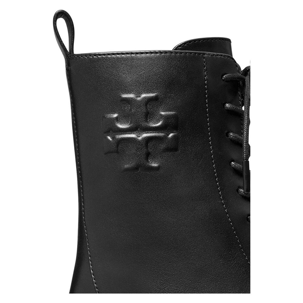 🆕 TORY BURCH Double T Ankle Moto Combat Boot 8.5 Black - Picture 5 of 12